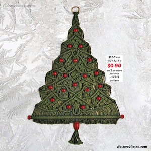 OFERTA DE JUBILACIÓN*** Patrón de árbol de Navidad de macramé en PDF: adorno navideño bohemio, fácil de colgar en la pared, estilo vintage