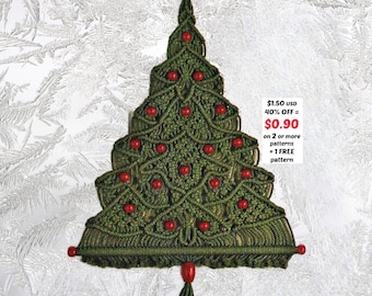 RETIREMENT-SALE***  Macrame Christmas Tree Pattern PDF – Boho Holiday Ornament, Easy Wall Hanging, Vintage