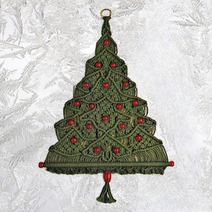 Patrón PDF de árbol de Navidad de macramé – Adorno navideño bohemio, fácil de colgar en la pared, estilo vintage