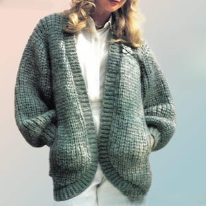 Patrón de chaqueta de punto fácil en PDF – Abrigo tipo cárdigan fácil, suéter-abrigo de punto vintage acogedor