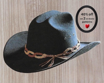 Bald nicht mehr erhältlich* Makramee-Hutbandmuster – Western-Cowboy-Besatz, einfaches Boho-Accessoire, Vintage