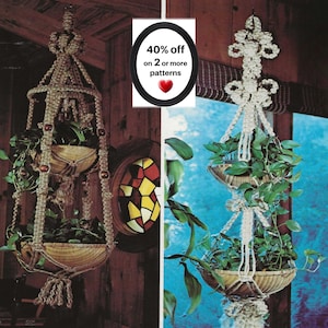 Macrame Plant Hanger Pattern - Boho Vintage Indoor Decor Hanger PDF