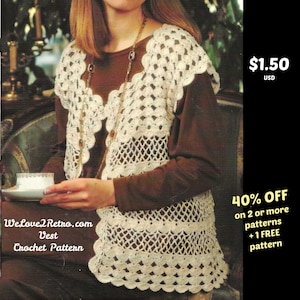 Easy Crochet Vest Pattern PDF – Boho Summer Layer, Vintage-Inspired Lace Vest, Trendy Handmade Look, Beginner-Friendly Design - 292