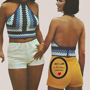RETIREMENT-SALE*  Crochet Bikini Top Pattern - Halter Bralette Boho Festival Crop Summer Beachwear PDF