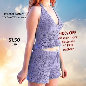 Crochet Swimsuit Pattern PDF – Handmade Bikini, Tankini, Halter Top & Shorts Set, Plus Size Beachwear, Easy Summer Crochet for All Sizes 895