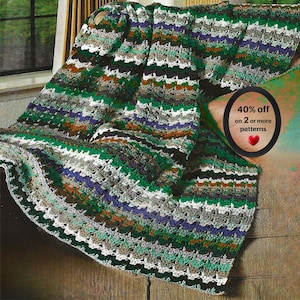 RETIRING-SOON*  Scrap Yarn Crochet Afghan Pattern PDF • Cozy Blanket - Stash‑Buster Throw • Vintage Design