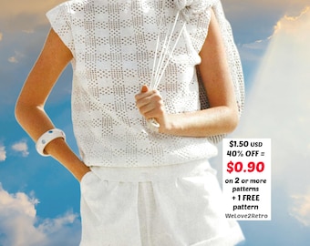 Boho Crochet Top Pattern Easy Summer Tee Cotton Tank Women’s Lightweight PDF