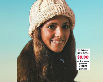 Crochet Beanie Pattern PDF – Vintage Women’s Winter Hat, Cozy