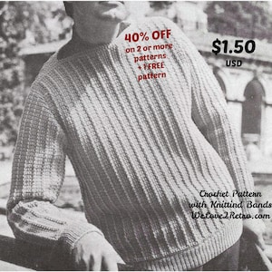 Men&#39;s Crochet Pullover Sweater Pattern: Unisex Jumper (PDF Pattern)