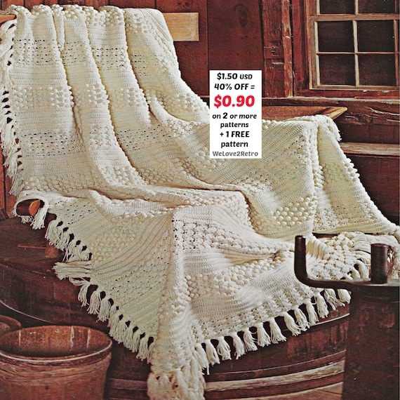 廃盤セール*** ヴィンテージクロッシェの簡単アフガン編みパターン
