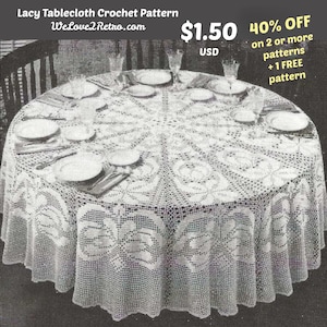 Crochet Lacy Tablecloth Pattern: Round Vintage Boho Table Decor (PDF Download