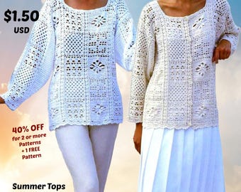 Granny Square Crochet Top Pattern: Boho Summer Sweater (PDF Pattern)