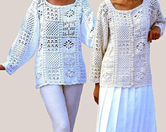 RETIREMENT-SALE*  Boho Top Crochet Pattern • Granny Square Look Tunic • Summer Festival Women Vintage PDF