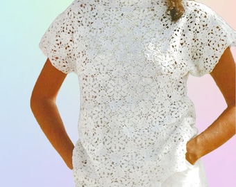 Top de verano de encaje de ganchillo • Blusa ligera estilo boho • Patrón vintage en PDF