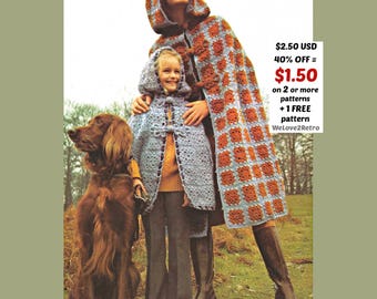 RETIREMENT-SALE*** Crochet Hooded Cape Pattern PDF – Boho Wrap, Cozy Cape, Easy Coat Cloak Capelet