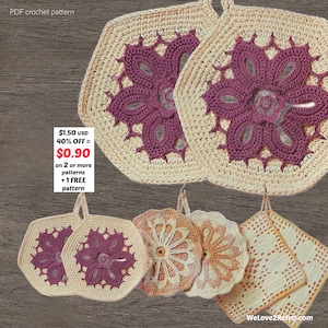 RETIREMENT-SALE***  Lacy Crochet Potholder Pattern - Vintage Hot Pad Oven Mitt, Easy Retro Kitchen
