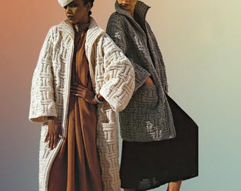 WYPRZEDAŻ EMERYTALNA*** Wzór na płaszcz na drutach – Gruby damski kardigan • Vintage Jesienny sweter w stylu retro w formacie PDF