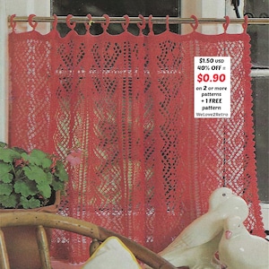 SET-SALE ** Cafe Strickmuster PDF - Vorhang Strickanleitung - Easy Knit Boho Volant, Vintage Fensterbehandlung