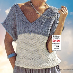 Summer Top Knitting Pattern PDF • Lightweight Knit Sweater • Retro Vintage Women Jumper