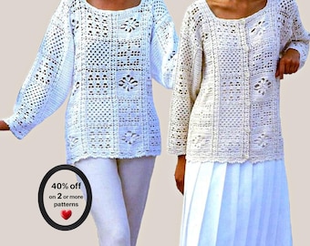RETIREMENT-SALE*  Boho Top Crochet Pattern • Granny Square Look Tunic • Summer Festival Women Vintage PDF