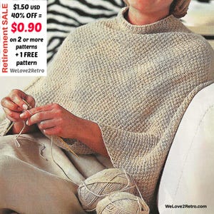 Boho Knit Poncho Pattern PDF – Easy Short Wrap, Cozy Cape, Beginner