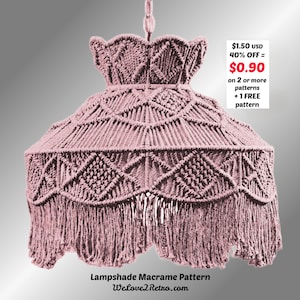 RETIREMENT-SALE***  Macrame Lamp Shade Pattern - Easy Boho Vintage Hanging Light Cover Beginner  PDF