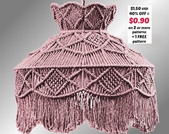 Patrón de pantalla de lámpara de macramé - Fácil de usar, estilo bohemio vintage, para principiantes (PDF)