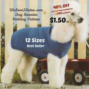 229- Dog Sweater Knitting Pattern – Easy Pet Sweater PDF in 12 Sizes, Knit Dog Coat, Handmade Dog Sweater, Instant Download, Gift for Pet