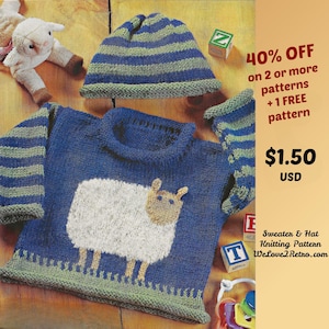 Vintage Baby Hat & Sweater Knitting Pattern (PDF Download)