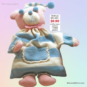 Bear Pajama Bag Knitting Pattern – Nursery PJ Holder (PDF Pattern)