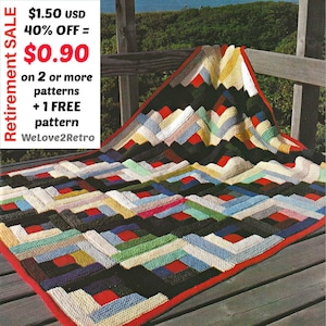 Può includere: Una coperta lavorata a maglia geometrica multicolore con un bordo rosso. La coperta presenta un motivo di quadrati e rettangoli in vari colori, tra cui nero, rosso, blu e bianco. Il testo "Retirement SALE" è visibile.