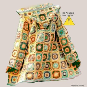 WYPRZEDAŻ EMERYTALNA* Wzór na szydełkowany płaszcz z kapturem • Kurtka boho • Kardigan z kapturem w stylu vintage w formacie PDF