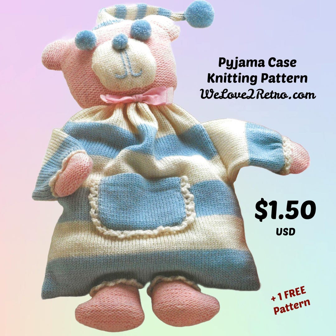 1201 Baby Pyjama Bag Knitting Pattern, Knit PJ Holder, Knit PJ Case ...
