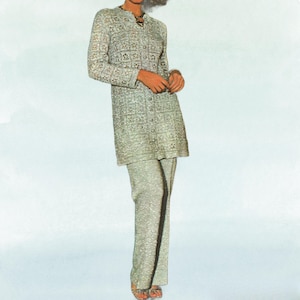 Crochet Tunic and Pants Pattern - Easy Boho Pant Suit Beginner Summer Outfit Set PDF