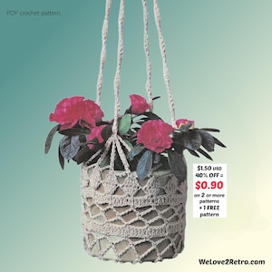 RETIREMENT-SALE***  Easy Crochet Plant Hanger Pattern - Boho Basket Vintage Indoor Decor, Beginner
