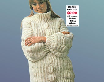 Crochet Sweater Pattern PDF – Vintage Pullover for Women Jumper