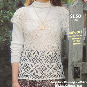 283 Lacy Vest Crochet Pattern – Summer Crochet Vest PDF, Easy Slip-Over Vintage Style for Women, Handmade Gift, Instant Download.