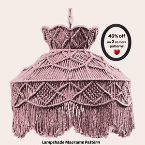 RETIREMENT-SALE*  Macrame Lamp Shade Pattern Boho Hanging Light Cover Vintage Beginner PDF Tutorial
