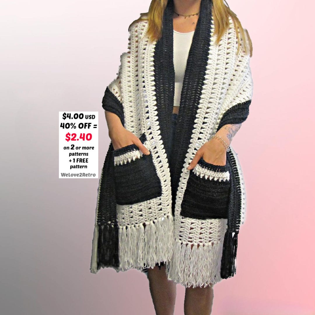 RETIREMENT-SALE*** Crochet Pocket Shawl Pattern PDF – Easy Boho Wrap ...