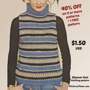 543 Chunky Knit Vest Pattern – PDF Sweater Vest Tutorial, Vintage Slipover PDF for Chunky Yarn, Sweater Vest Knitting Pattern for Beginners