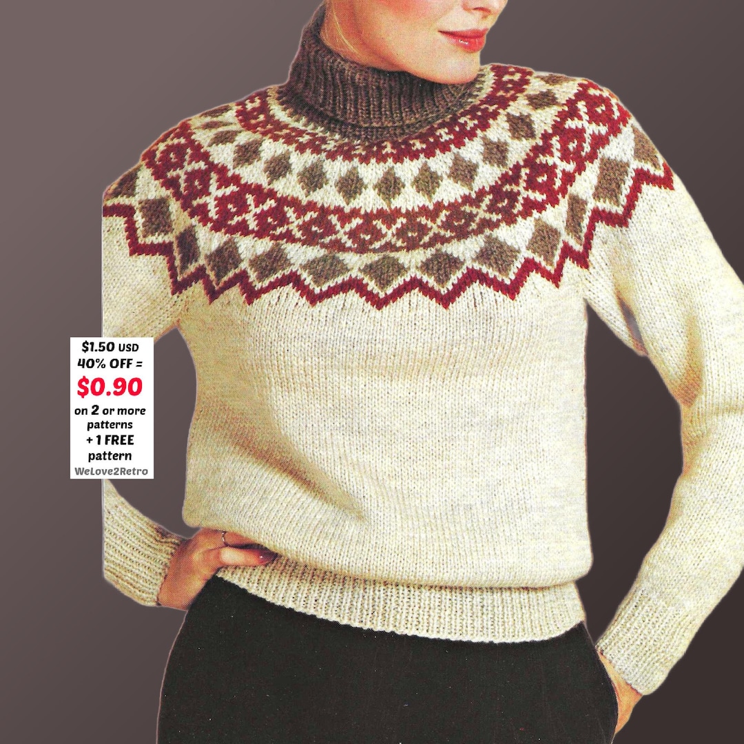 Nordic Sweater Knitting Pattern PDF – Fair Isle Pullover • Scandinavian ...