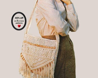 RETIREMENT-SALE*  Vintage Macrame Bag Pattern • Easy Boho Purse Diy Tote PDF