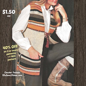 Boho Vest Crochet Pattern for Women + 1 FREE Pattern (PDF Download)