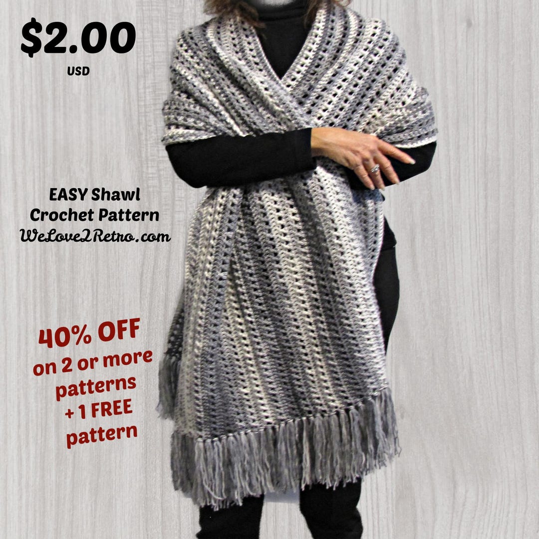Easy Crochet Boho Shawl Pattern: Lightweight Lacy Wrap (PDF Download ...