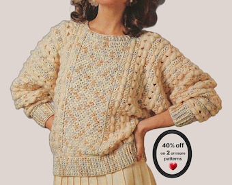 RETIREMENT-SALE*  Sweater Crochet Pattern PDF – Vintage Pullover, Jumper Crochet Top  Women