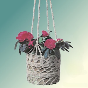 Easy Crochet Plant Hanger Pattern - Boho Basket Vintage Indoor Decor, Beginner