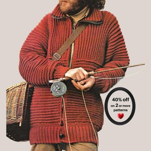 RETIREMENT-SALE*  Men’s Crochet Jacket Pattern PDF – Zip-Up Cardigan, Cozy Fall Outerwear, Easy Sweater-Coat
