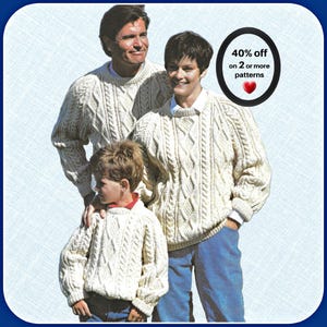 RETIREMENT-SALE* Aran Cable Sweater Knitting Pattern - Vintage Irish Fisherman Pullover Classic Retro PDF
