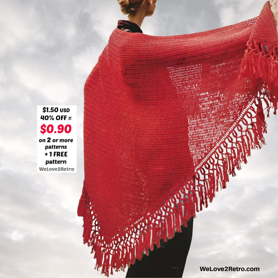 RETIREMENT-SALE*** Crochet Shawl Pattern PDF – Vintage Triangle Wrap ...