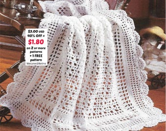 Patrón de manta de bebé de crochet en PDF: Manta de encaje fácil, manta para regalo de baby shower